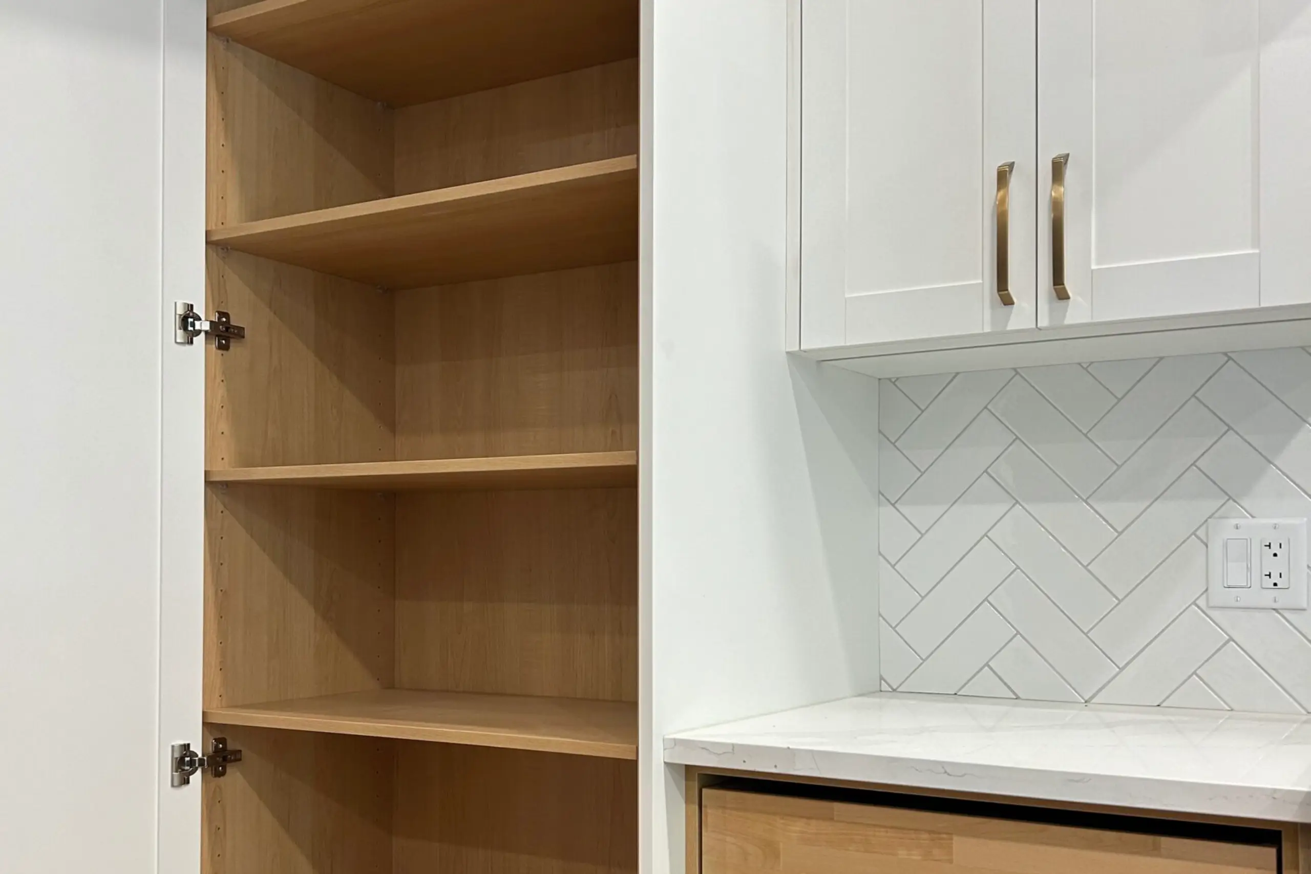 Detailed view of new kitchen cabinetry from a Calgary kitchen renovation